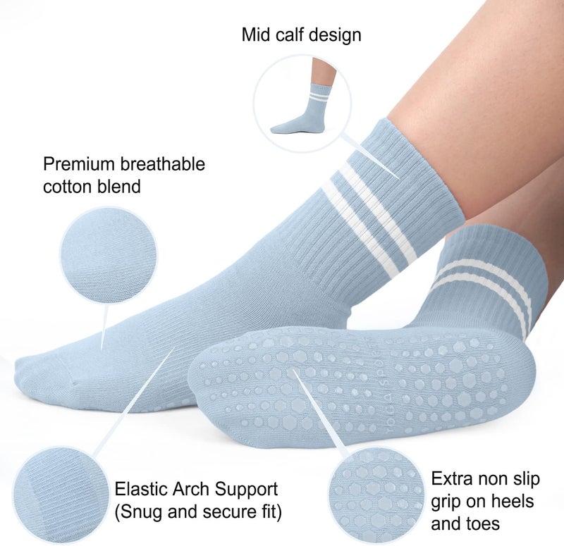 BLONGW Pilates Socks with Grips for Women, Non-Slip Yoga Athletic Socks for Barre Barefoot Workout Hospital - Image 2